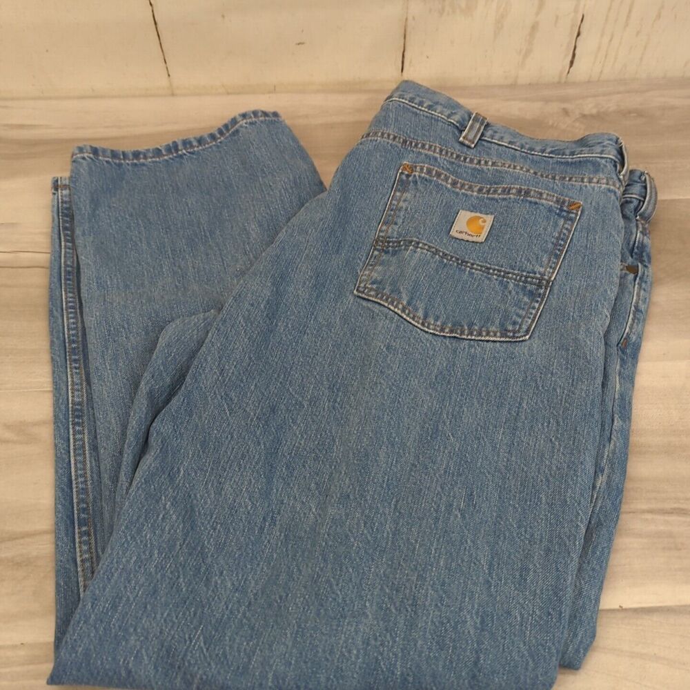 Carhartt Mens Jeans Size 42X30 Blue Stonewash Denim Straight Leg Relaxed Fit